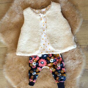 Gilet Moumoute beige pois moutarde 2 ans